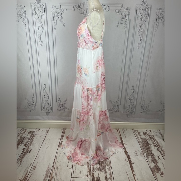 Classy Floral Backless Sleeveless Spaghetti Straps Ruffle Hem Summer Maxi Dress - Picture 9 of 14